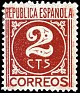 Spain 1936 Numeros 2 CTS Castaño Rojizo Edifil 731